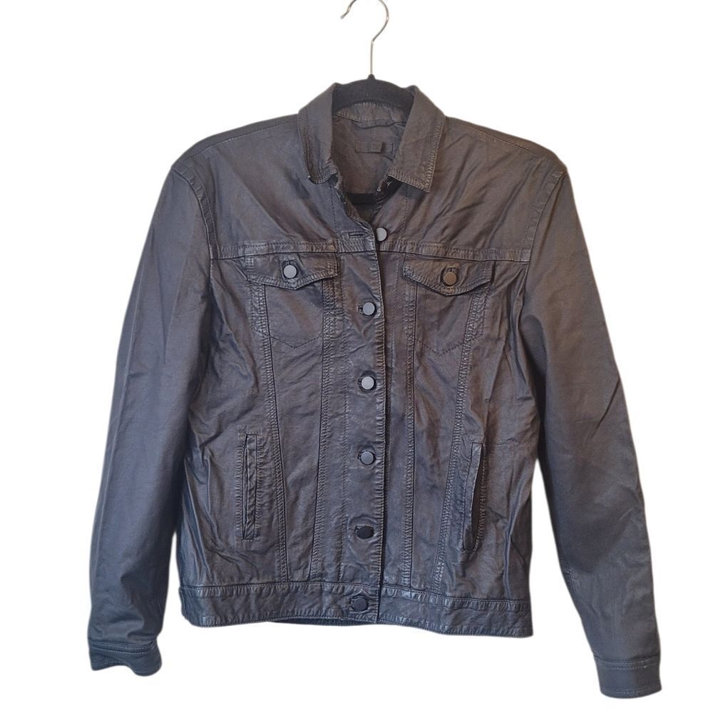 ATM Black Waxy Leather Cargo Jacket Women's Size XS